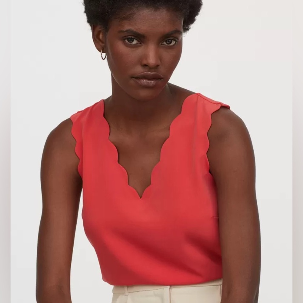 H&M Red Sleeveless Blouse